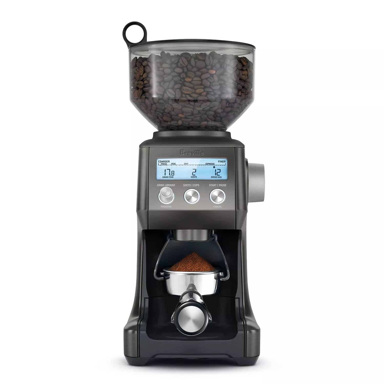 bcddf3c57b4c2f97f26b1cfb40786437978d594bdfaec8e4751bad2600320553.jpg Breville The Smart Grinder Pro Coffee Grinder, Black Stainless Steel - Image 1
