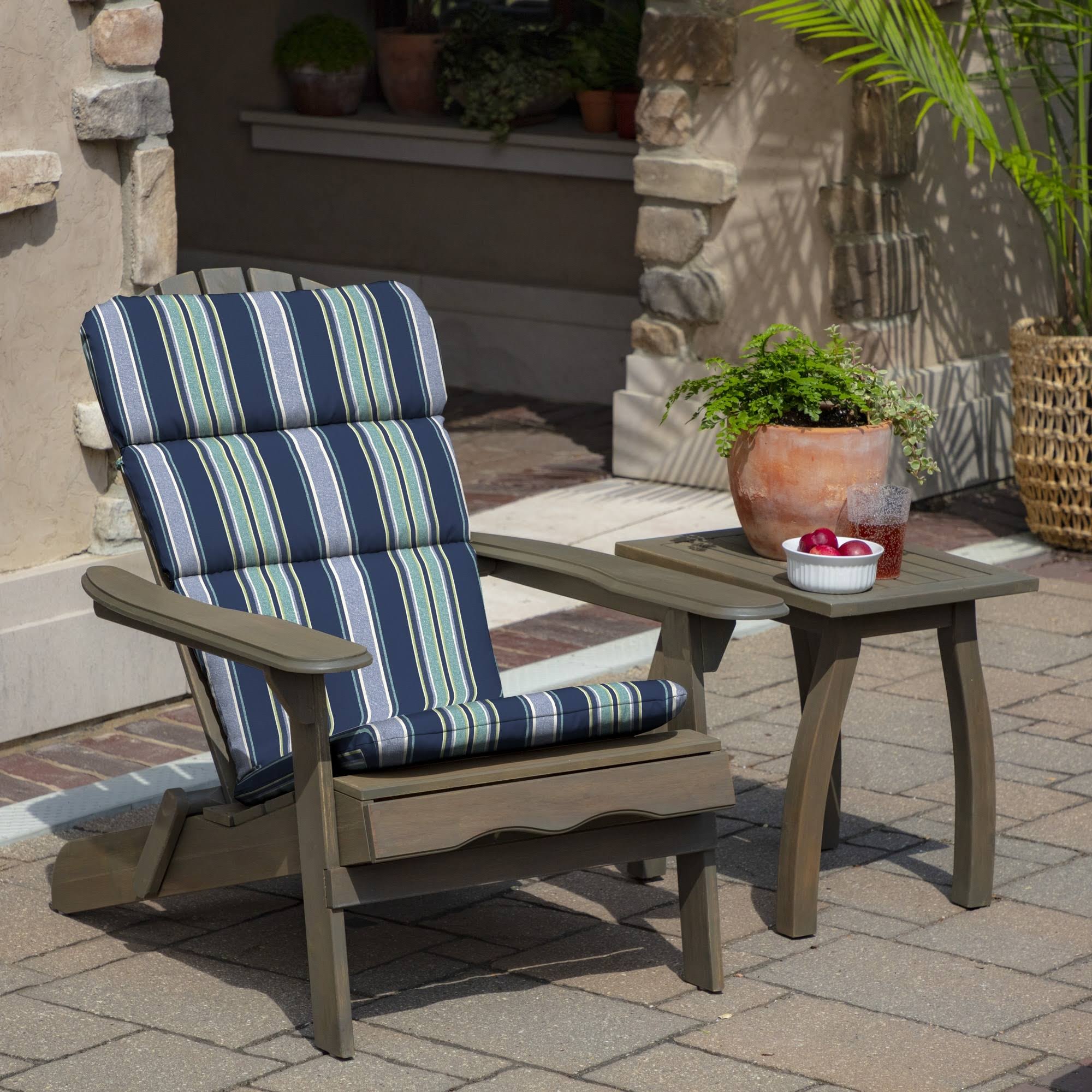 bcdf483e2824494db4a11a0b5574f8b623e2d92c7a30e87ea5eb513ec8dd5ea3.jpg Arden Selections Sapphire Aurora Stripe Outdoor Adirondack Chair Cushion - Image 1
