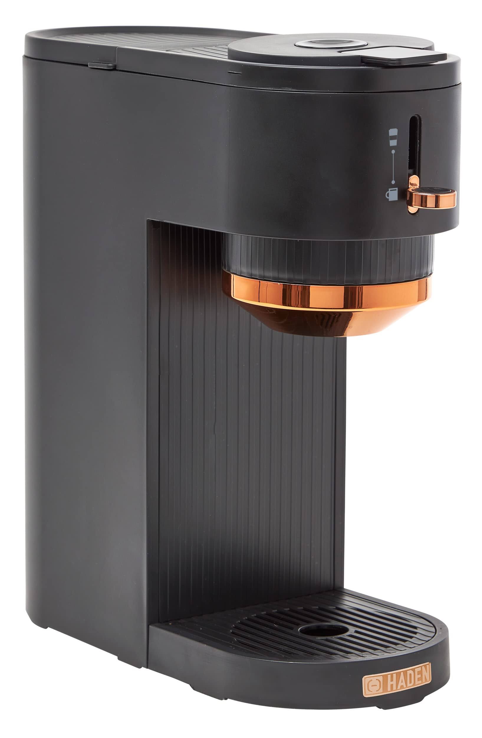 bce05e9d8b21e9ed702e1a102a2c36be4a760eb0f7f1fc923e2792bc65a65a66.jpg Haden Single-Serve Capsule Coffee Maker - Black & Copper - Image 1