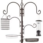 Best Choice Products 91in 4-Hook Bird Feeding Station, Steel Multi-Feeder Stand w/ 2 Feeders, Tray, Bird Bath - Bronze