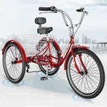 MOPHOTO 24" Adult Tricycle for Adult, 7 - Speed 3 Wheel Bicycle with Basket for Shopping, Exercise, Seat Adjustable Trike for Men Women Seniors