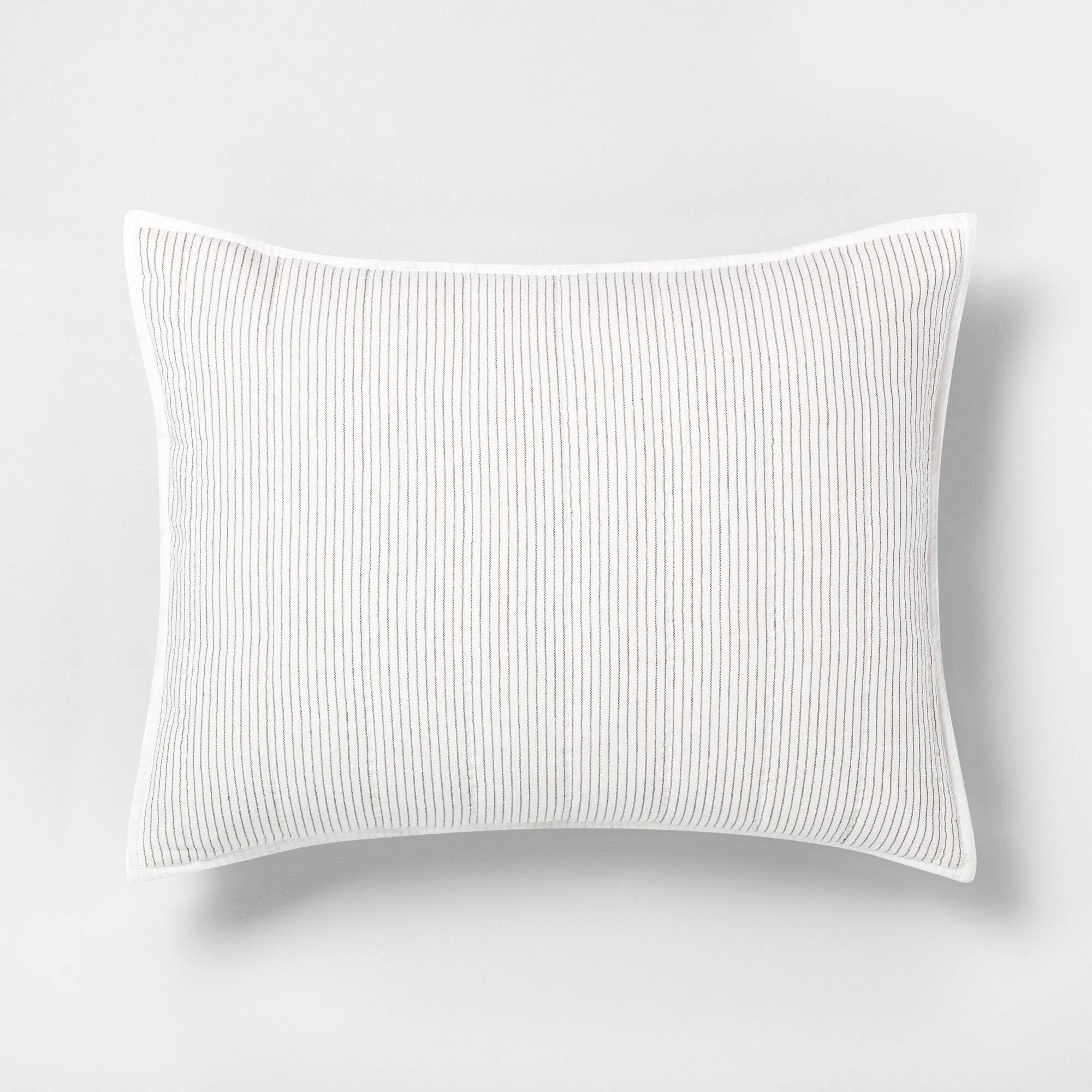 bcf69a4a48b4020ae23e2c76735d8b9b314d64e1d501cbccba9733e0f83e7f71.jpg King Microstripe Pillow Sham Cream/Gray - Hearth & Hand with Magnolia - Image 1