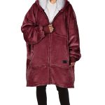 Catalonia Oversized Hoodie Blanket with Zipper, Wearable Sherpa Sweatshirt Pullover, Soft Warm Comfortable Jacket for Adults Men