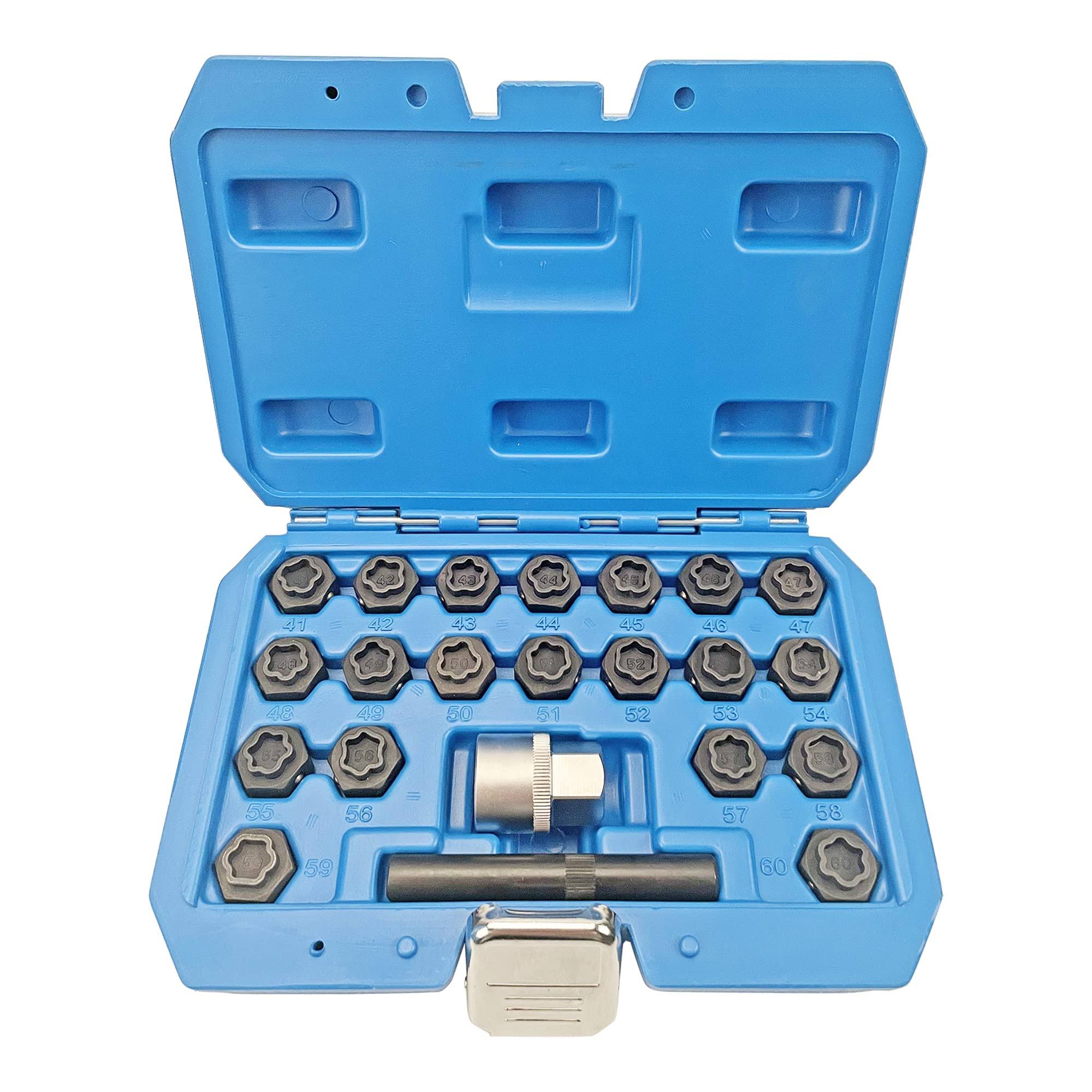 bd15c7467f264cc3e8590c4f5914d820cb38c1c22e90f4cd63b46feacdc1e5b1.jpg JEUCLEL 22pcs Wheel Locking Nut Key Kit Compatible with BMW Series, Wheel Lock Nut Scoket Adapter Set, Wheel Anti-Theft Lug Nut Removal Tool, - Image 1