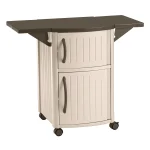 Suncast DCP2000 Portable Outdoor Prep Serving Grill Station Table and Cabinet