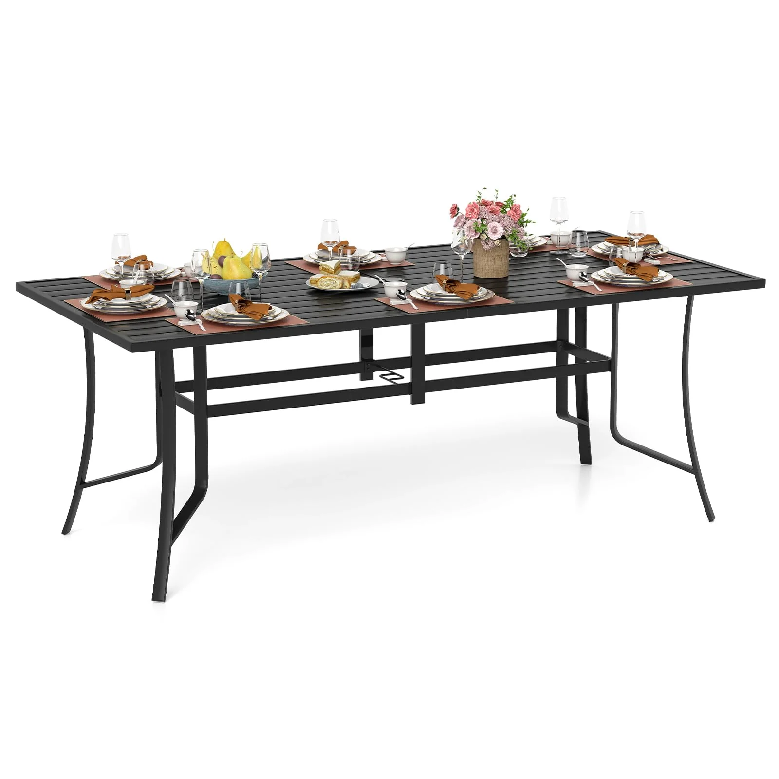 bd26f25e69e9cb381d1f5e6453dcb6073dcd6fd41384fe1d22c1a8ac307d90b5.webp Tangkula Rectangle Patio Dining Table for 8 with Umbrella Hole - Image 1