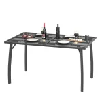 AECOJOY 51”x31” Metal Patio Dining Table Rectangular Outdoor Table with 1.73" Umbrella Hole