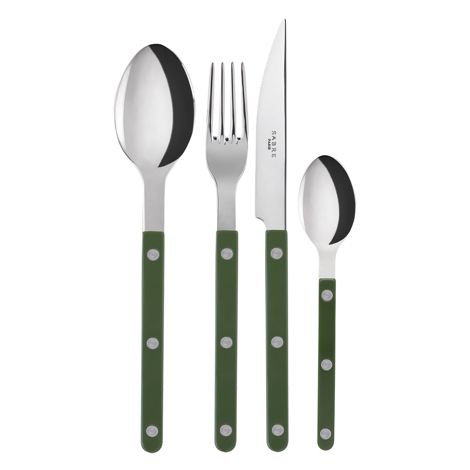 bd8375289a06281923cff9b69f6e7674e8af1ed81b0937a022ab1aaeb6671f6c.jpg 4 Pieces Cutlery Set - Bistrot Solid - Green - 24 cm - Sabre Paris - Image 1