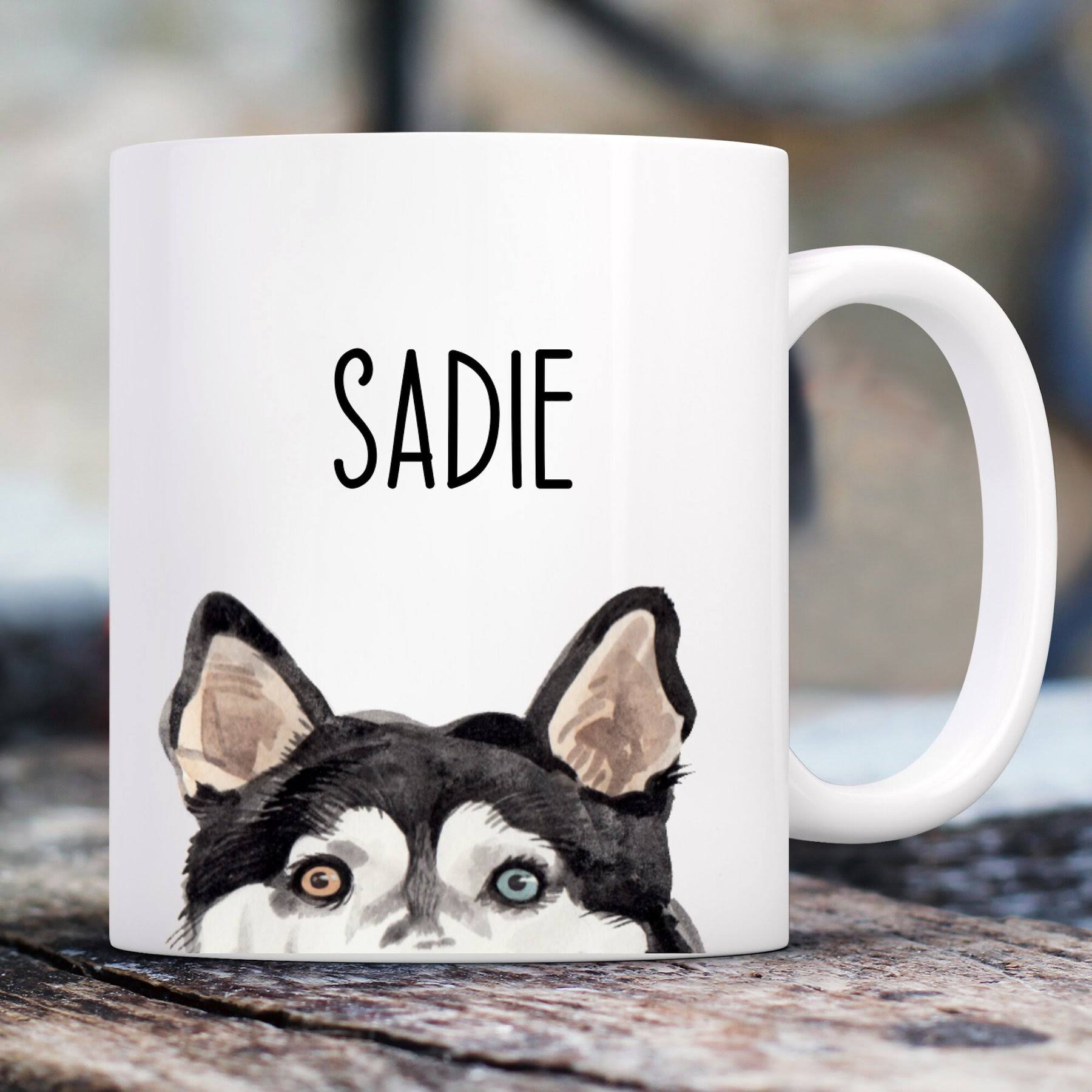 bddd1c7de522b9555ac786cfe9c0eed172f46c69cf38ebb087b7a6e1872f892e.jpg 904 Custom Personalized Dog Breed Coffee Mug, 11-oz, Husky - Image 1