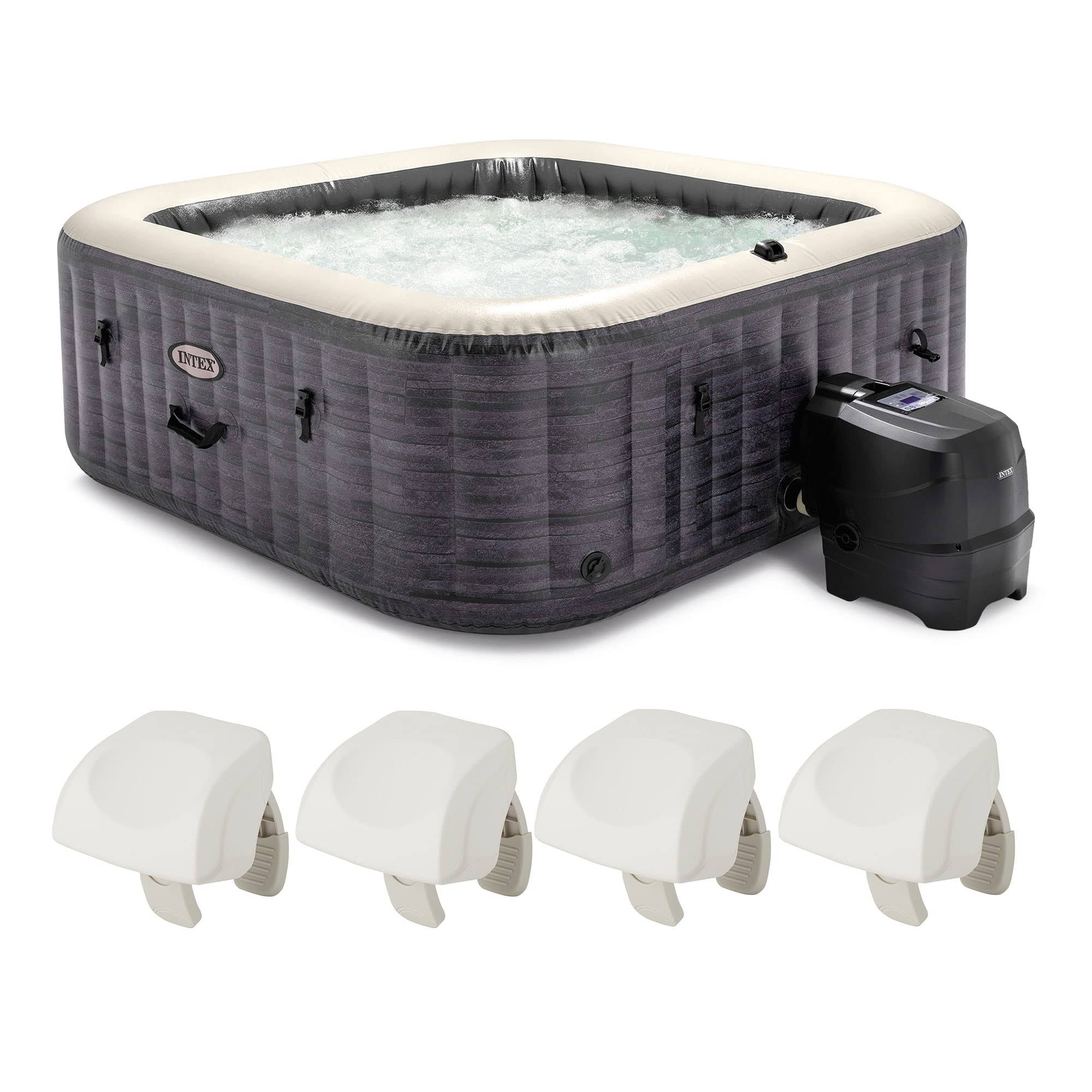 bdfdf067805a3730d61af9e56e98d7d5bf8b852e6dbd80a4d9410fe5653f7f4d.jpg Intex PureSpa Plus Greystone Inflatable Hot Tub, 94x28", with 4 Headrest Pillows - Image 1