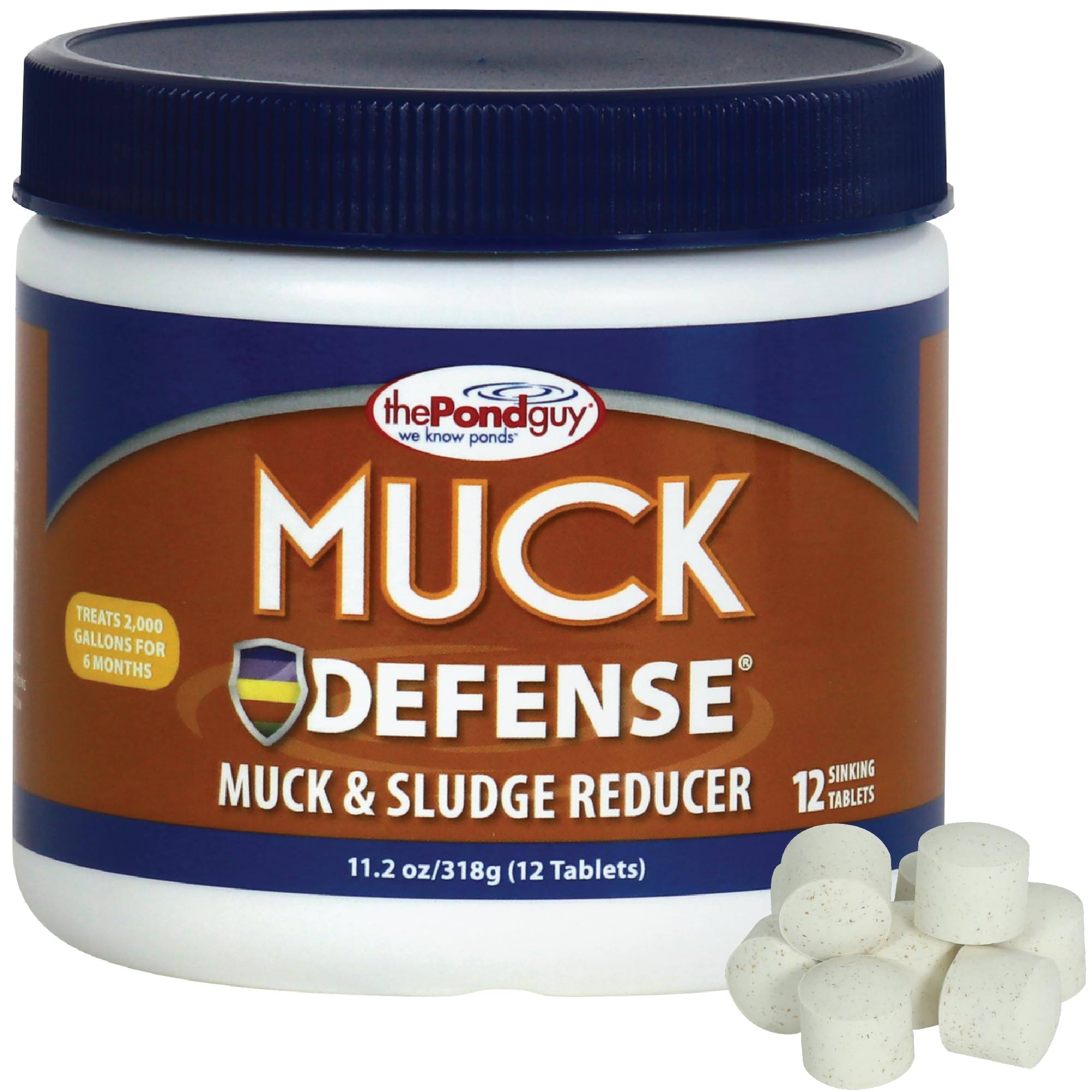 be0767e7556cfa3b33fef5ad4be0ff7ae016a23dfeaddd9e097928e9108a313a.jpg The Pond Guy Muck Defense, Natural Sludge Control Treatment, Water Garden Mud Digester & Odor Remover, Fish, Bird & Pet Safe, Easy Dosing, 12 Tablets - Image 1