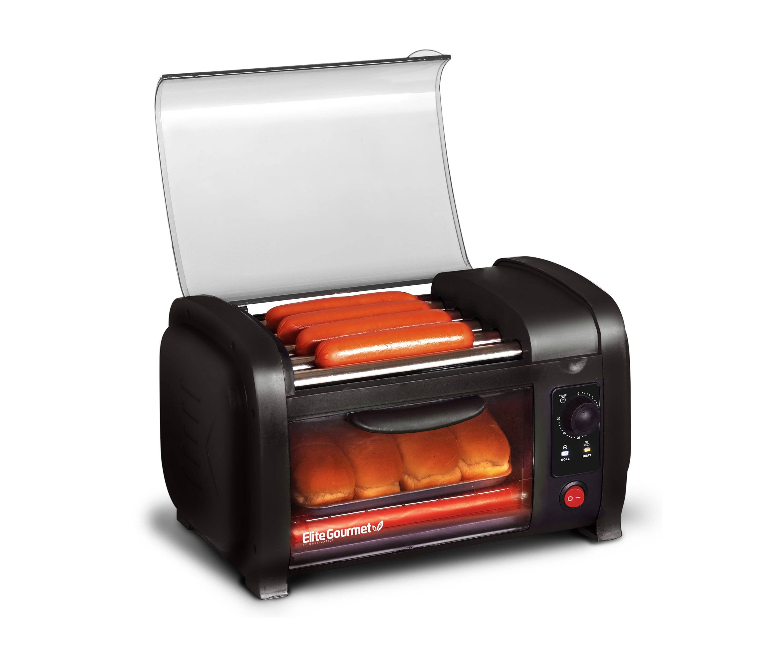 be1606cf0c3f6a541766ca32338ce1864498490d7140beed30c377f883fc0e6c.jpg Elite Cuisine Hot Dog Roller / Toaster Oven, Black - Image 1