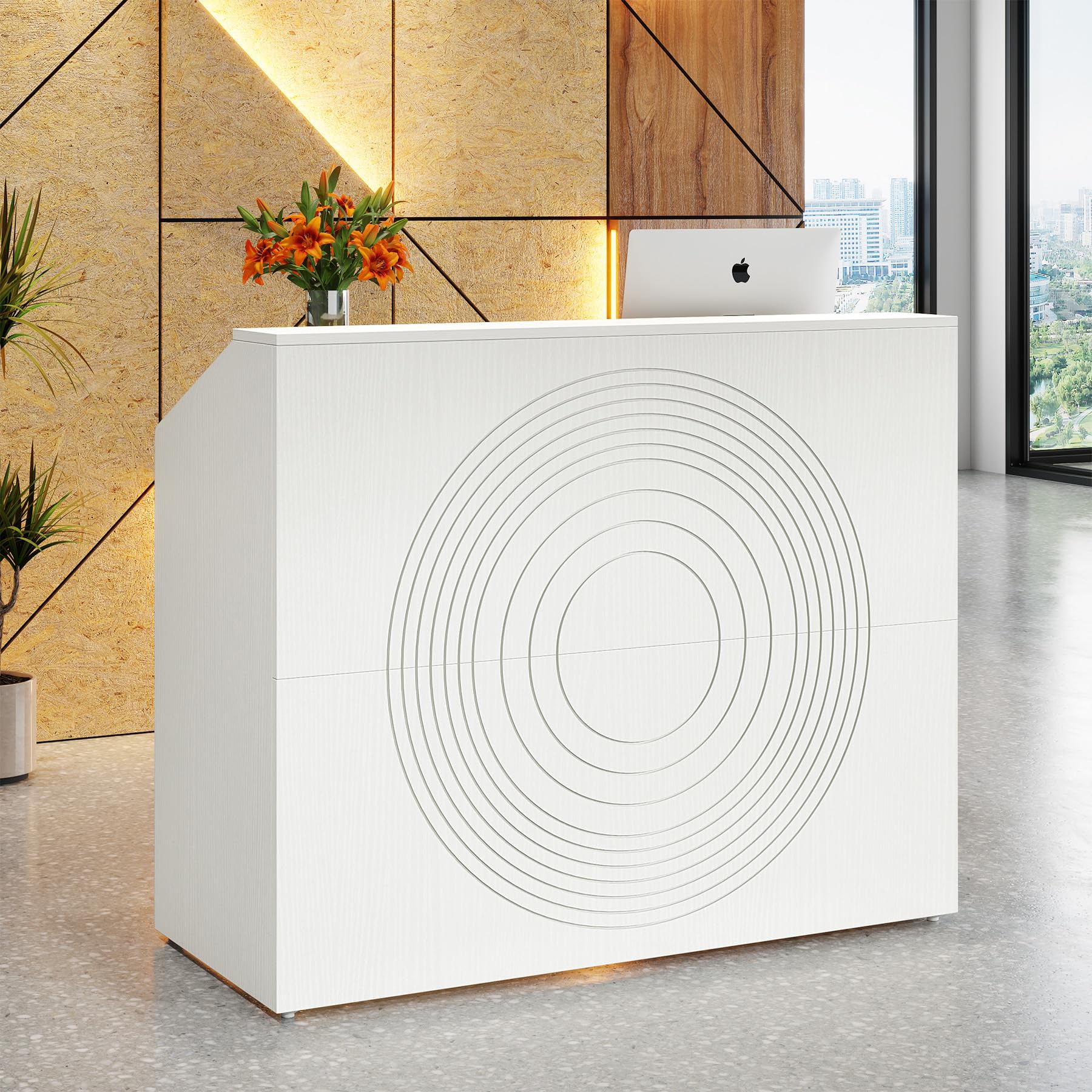 be1a5a9b144e59e11335c50e0dacc71fe87a94fcb686146e02730d46a95e475a.jpg Tribesigns 47 Inch Reception Desk with Counter - Image 1