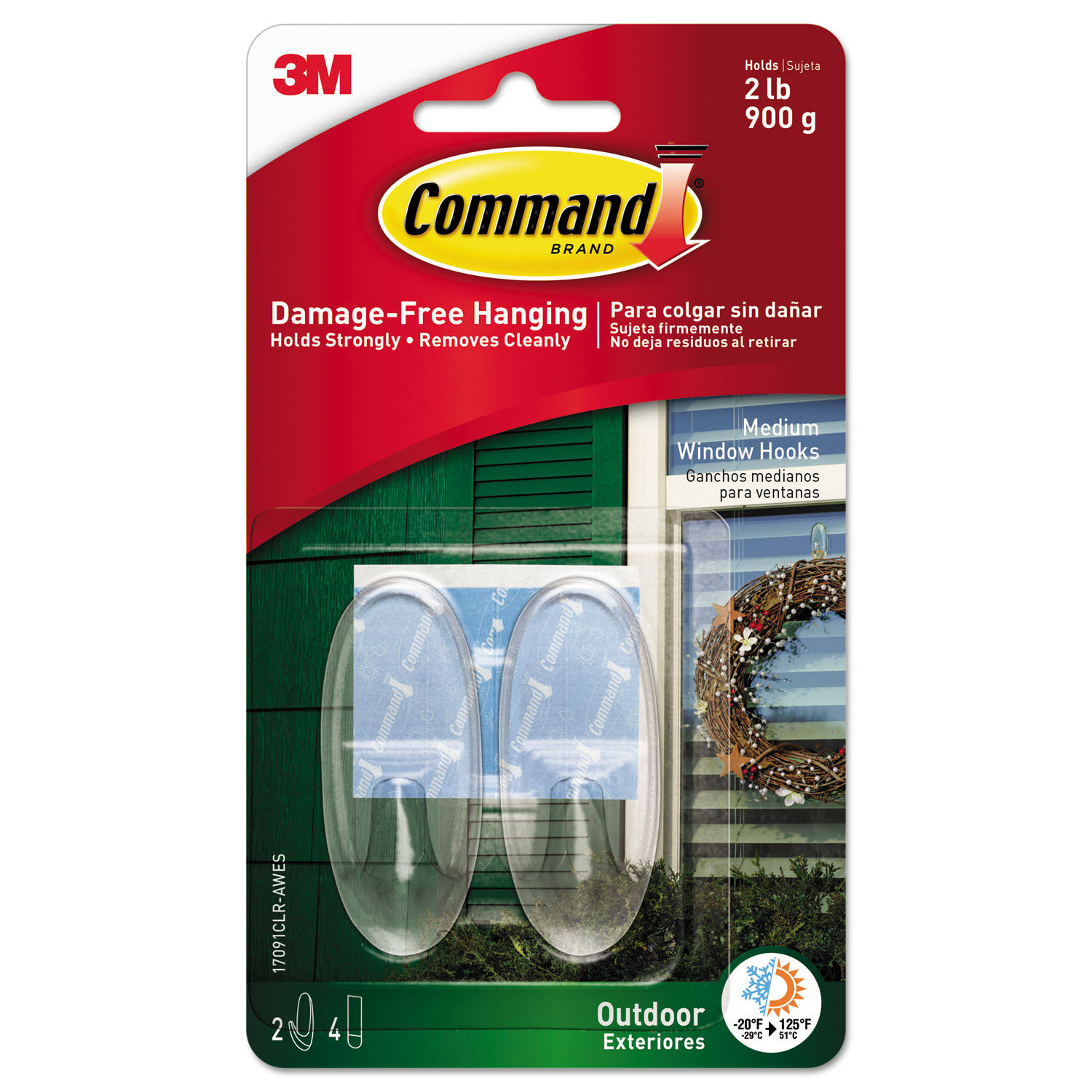 be20eb6d1526d9719b92221b13de38b9ed6e97bb0307654c7b3c53c98589e56f.jpg Command Outdoor Medium Clear Window Hooks with Clear Strips 17091CLR-AW - Image 1