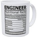 Wampumtuk Engineer Nutritional Facts Funny Coffee Mug 11 Ounces Inspirational and Motivational, White