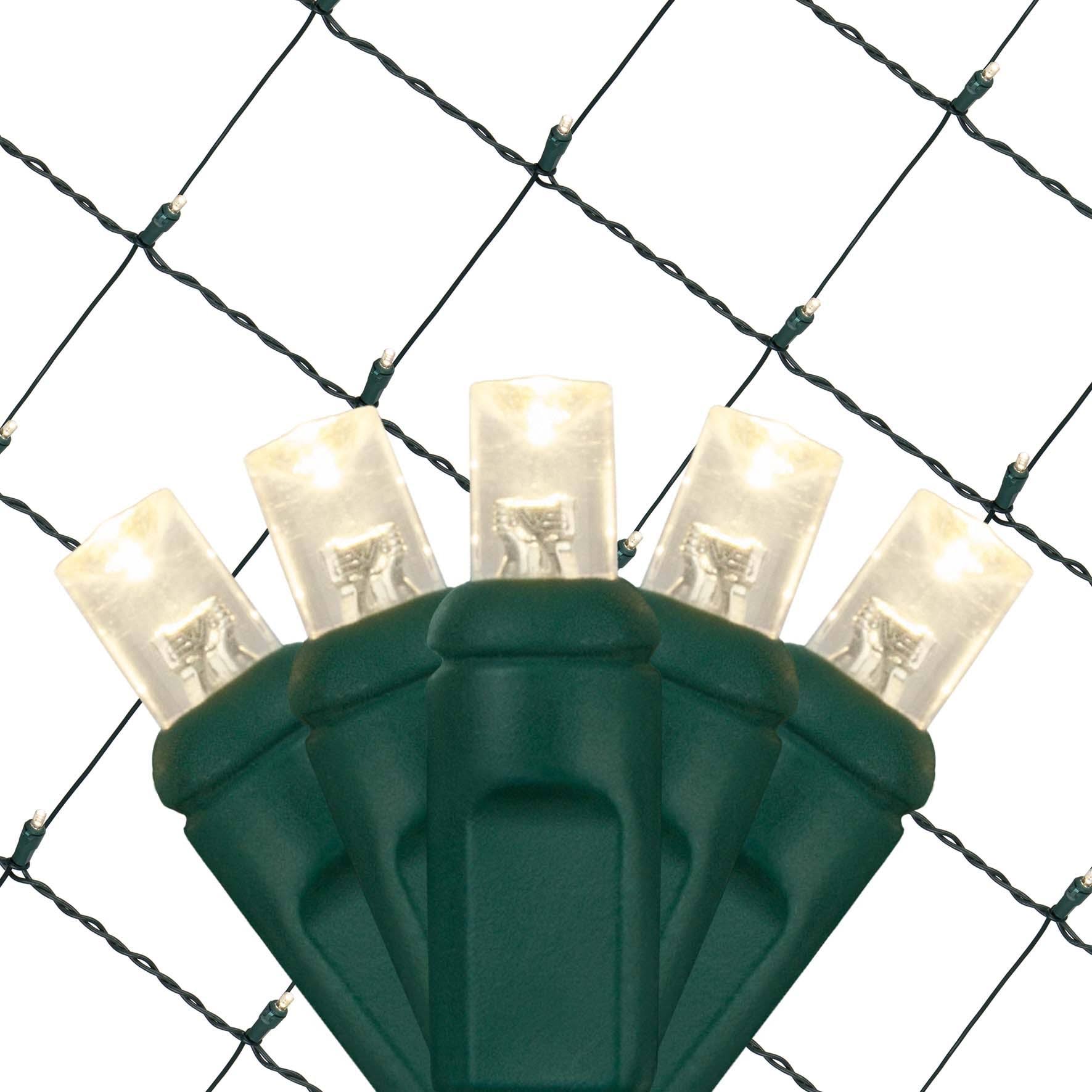be507643afe06594ab395ec3a352eb8e301cb0680a7799cf8b36810e9a5279eb.jpg Wintergreen Lighting Set of 100 LED Warm White LED Net Lights ÿ Christmas Net Lights, Outdoor Christmas Decorations, Green Wire (4 x 6 ft, 5mm Lights - Image 1