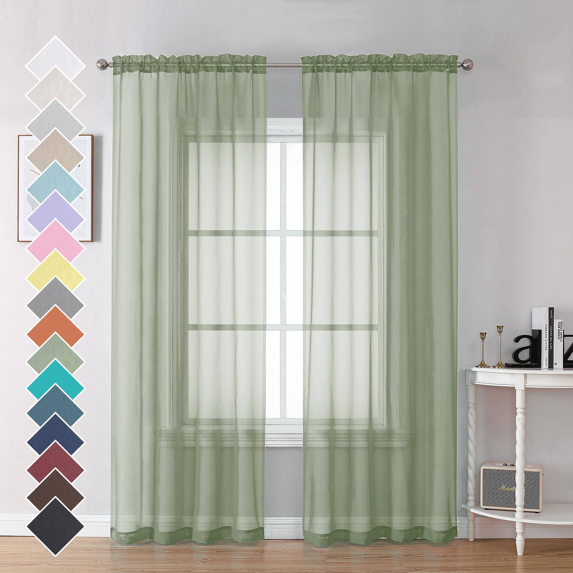 be6d694b8f0284ef8af2883256b3b7146201af603e8c26101dd83c76ab9a79f1-1.jpg OVZME Bedroom Curtains 2 Panel Sets 84' inch Length - Transparent Light Weight Soft Window Treatment Panels for Study Room/Living Room/Guest Room, SA - Image 1