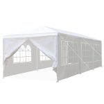 10x30 Outdoor Gazebo Wedding Party Tent White Canopy Pavilion with 8 Removable Sidewalls for Camping Shelter BBQ Cater Events Beach