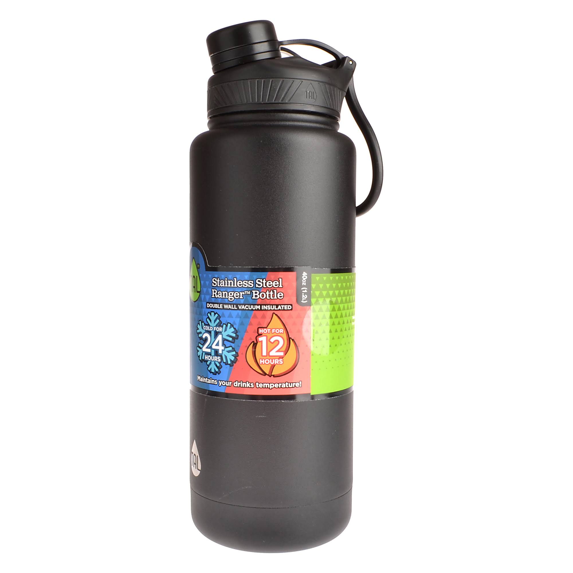 beb0d6b9afc476c69347abbdd369039f661ca6b84c62d8a8fe73f71c6f3685d6.jpg Tal Water Bottle Double Wall Insulated Stainless Steel Ranger Pro - 40oz - Black - Image 1