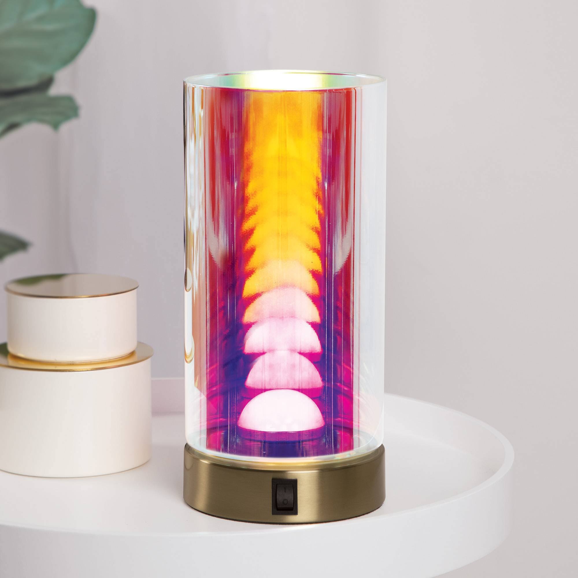 beea7b438acd52997a6e788948a6aa10a434fea62d79bd7928343dae05d6ac8e.jpg Teen Iridescent Cylinder LED Novelty Table Lamp - West & Arrow - Image 1