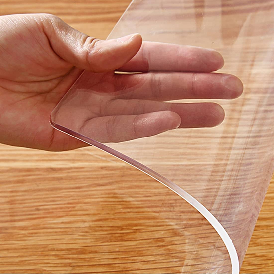 bef3a3fdf46662461e58a1eb6340f5a4b5ec7ba4f9583cba684a07a93af694c0.jpg Multi-Sizes Small Clear PVC Dining Table Cover Protector Heat Resistant Waterproof Computer Mat Crystal Plastic Desk Top Protection for Coffee Night - Image 1