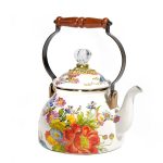 MacKenzie-Childs Flower Market 2 Quart Tea Kettle - White