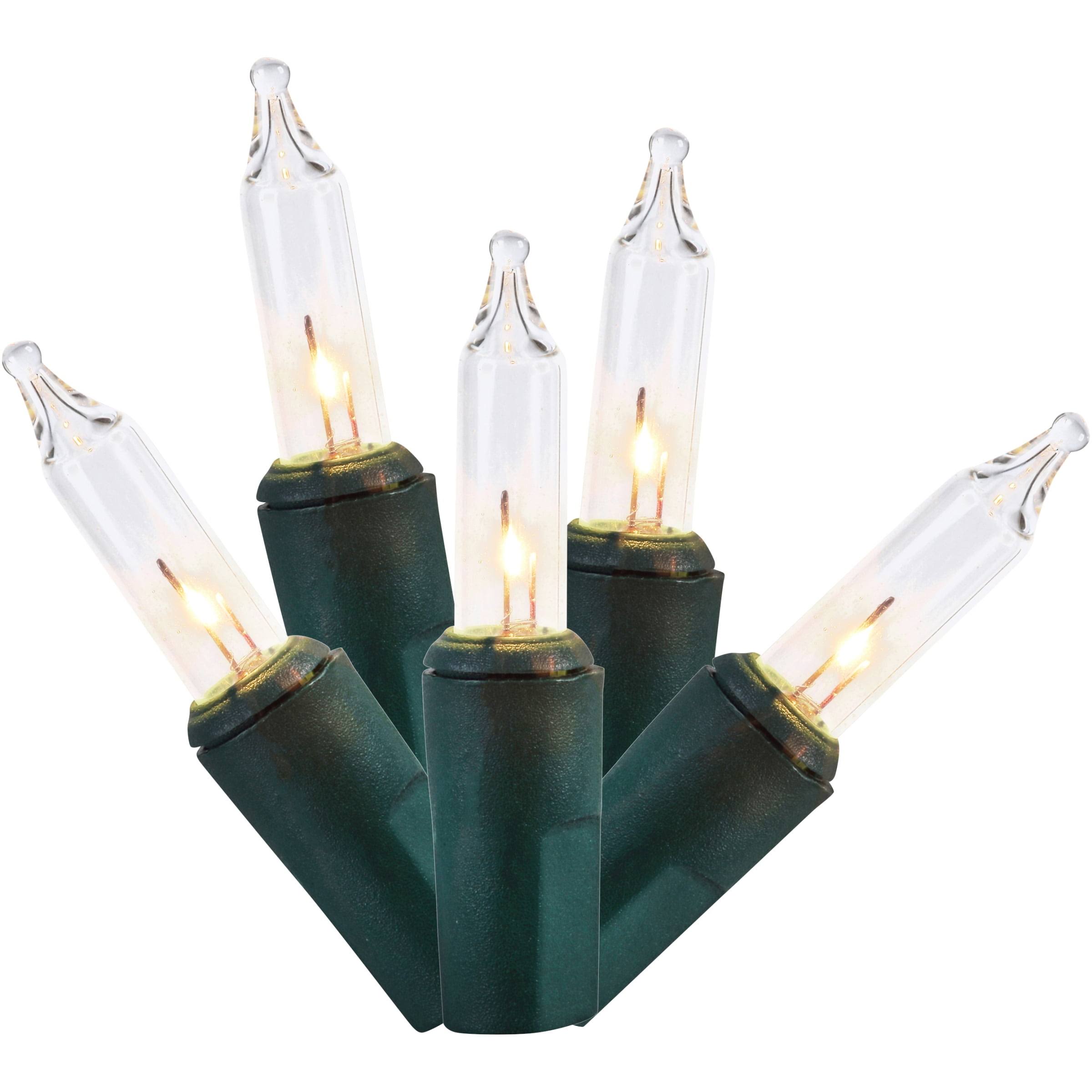Holiday Time Indoor & Outdoor Clear Mini Christmas Lights with Green Wire - 62.5 ft