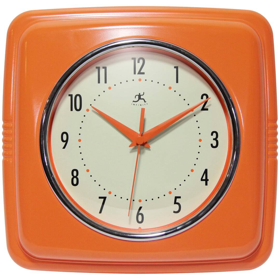 bf048d6d158d4c30b6dfc98848770ea62c0a93808ff60951f41e66ef5f3ce733.jpg Orrwell Square Wall Clock Color: Orange - Image 1