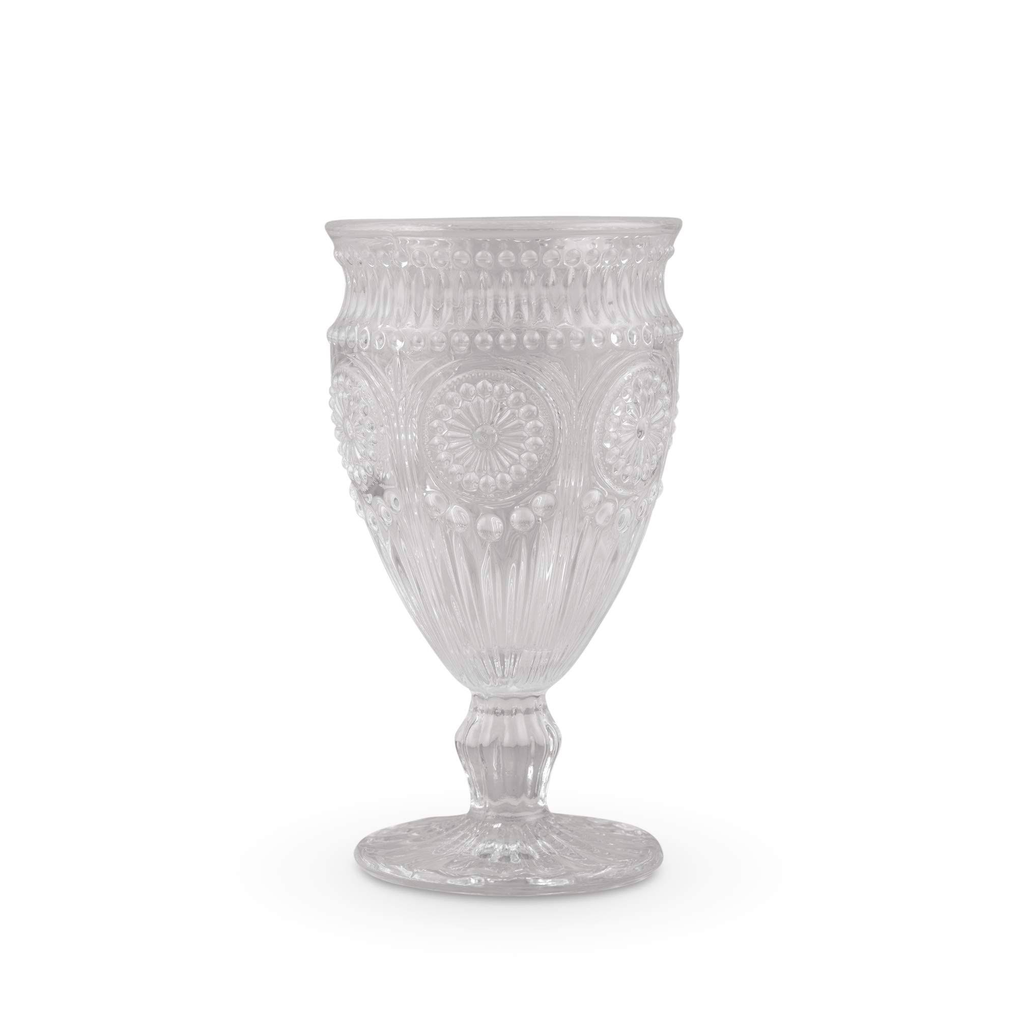 bf2387b346ecb8d1afc85184c051958c5cc95087f26d67bdb495f2ab7b9ce4af.jpg Vintage Style Pressed Glass Goblet Clear - Image 1