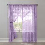 Wide Width Ella Floral Lace Panel with Attached Valance by BrylaneHome in Lilac (Size 58" W 63" L) Window Curtain