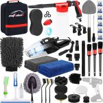 AUTODECO 40pcs Car Wash Detailing Kit Cleaning Kits with Foam Gun Sprayer High Power Handheld Vacuum Drill Brush Large Wash Mitt Towels Complete