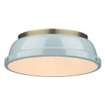 Golden Lighting 3602-14 AB-SF Duncan Flush Mount Light, Aged Brass