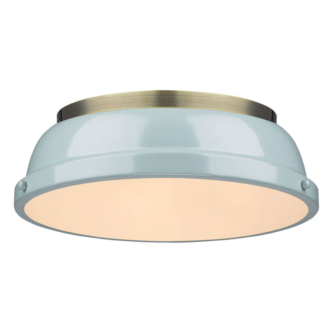 bf8839ee734de5f28fc9d28cd1231dbdea5c5d2fff4e72c229a4f4176f56448f.jpg Golden Lighting 3602-14 AB-SF Duncan Flush Mount Light, Aged Brass - Image 1