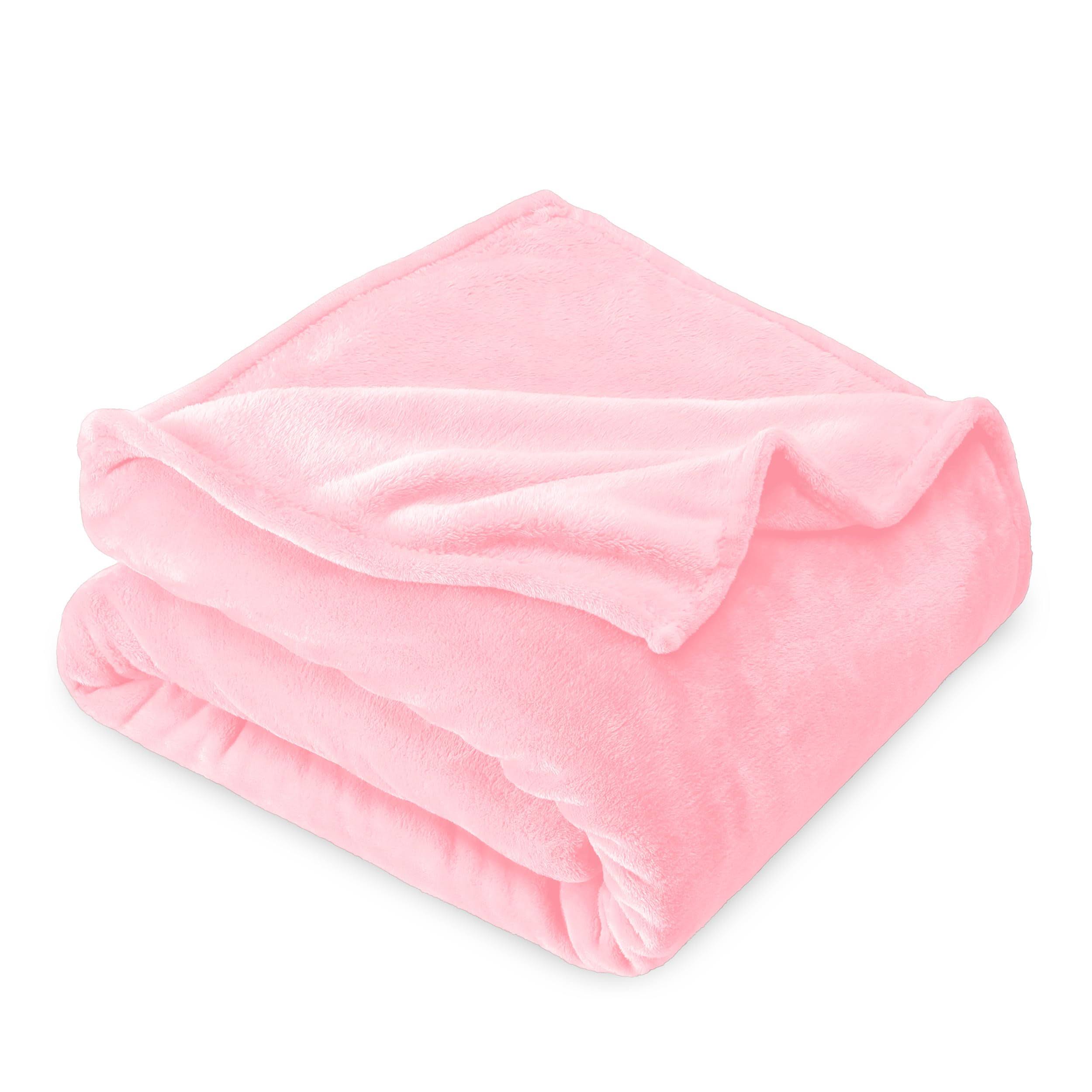 bf929ea2ce9364f28f1984d9992e7231d0c495b85dcd7605e0f743e9c9d819f2.jpg Bare Home Fleece Microplush Twin/Twin XL Blanket - Light Pink - Image 1