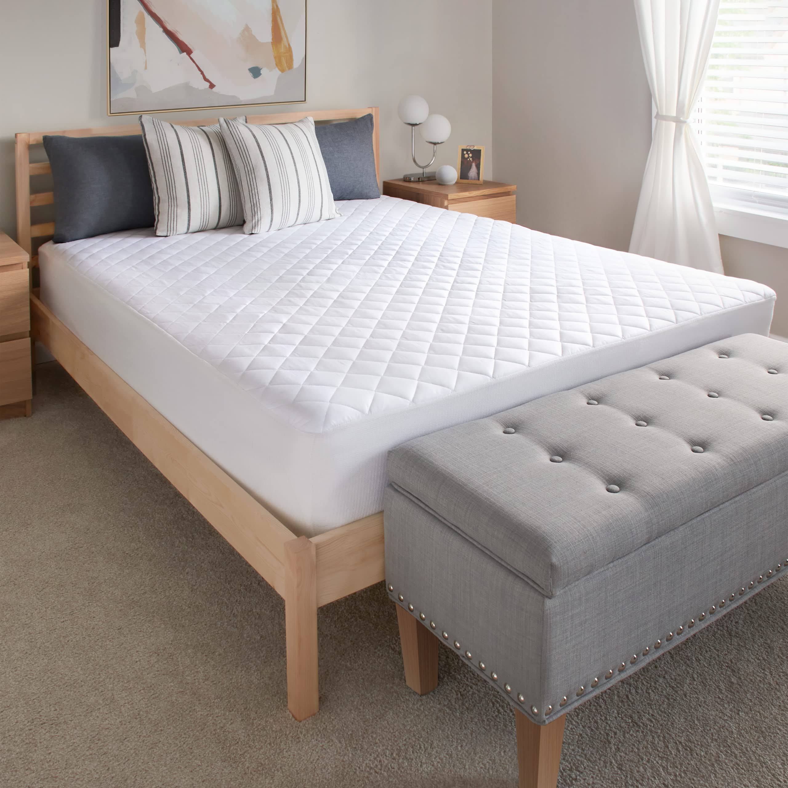 bf9734ae95555faca2fe13b2d00aed335bc9f93c7359e4a2d6f8b229bef8d917.jpg Sealy Luxury 100% Cotton Fitted Mattress Pad King White - Image 1