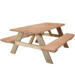 KENOBEE 6ft Picnic Table and Bench Fitted Tablecloth Cover, 3-Piece Set, Flannel Backing Elastic Edge Waterproof Wipeable Plastic Cover Fitted Vinyl