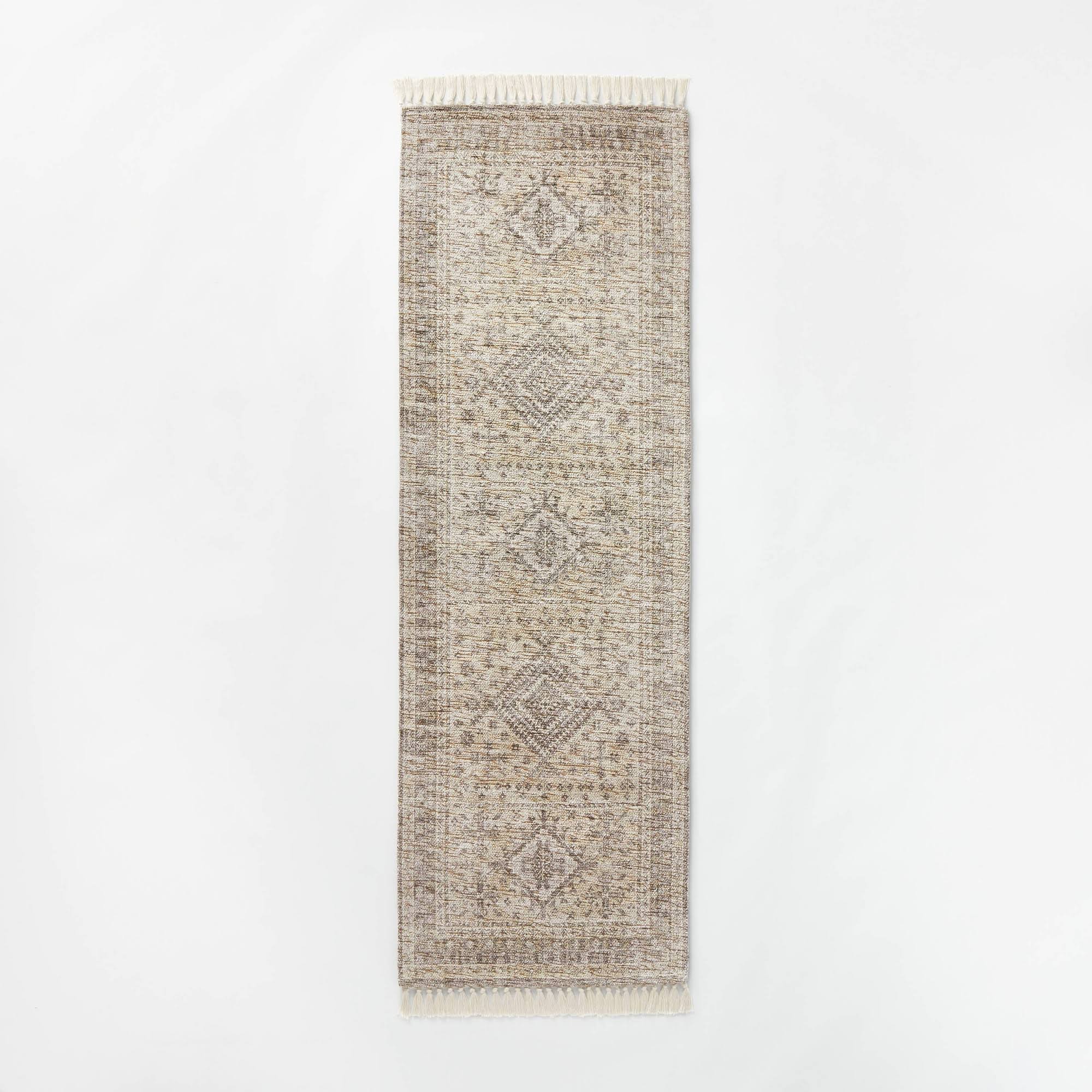 bfb6e72a47d367fffa6e6ba7fac346a050f2cdf4eec6586cefe85c49ae7cf882.jpg 2'4"x7' Pine Brook Diamond Persian Style Runner Rug Gray - Threshold Designed with Studio McGee - Image 1
