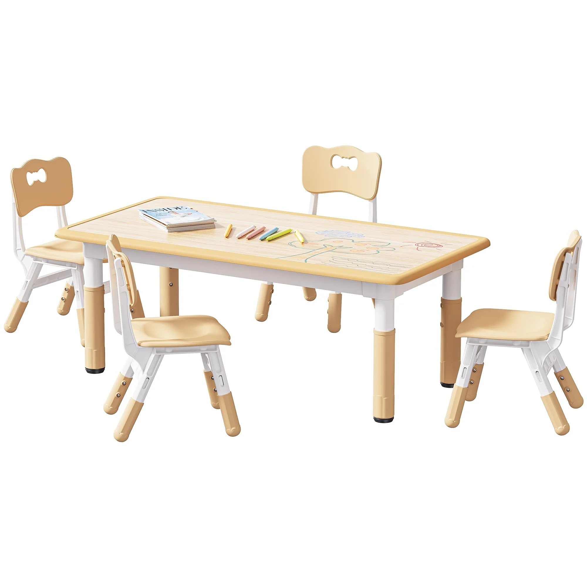 bffa9fb88bbb6bda8510635045ad09d13bfd36f9ba41d07a1c54354db54c05e5.webp Brelley Kids Table and 4 Chairs Set for Ages 2-8 - Image 1