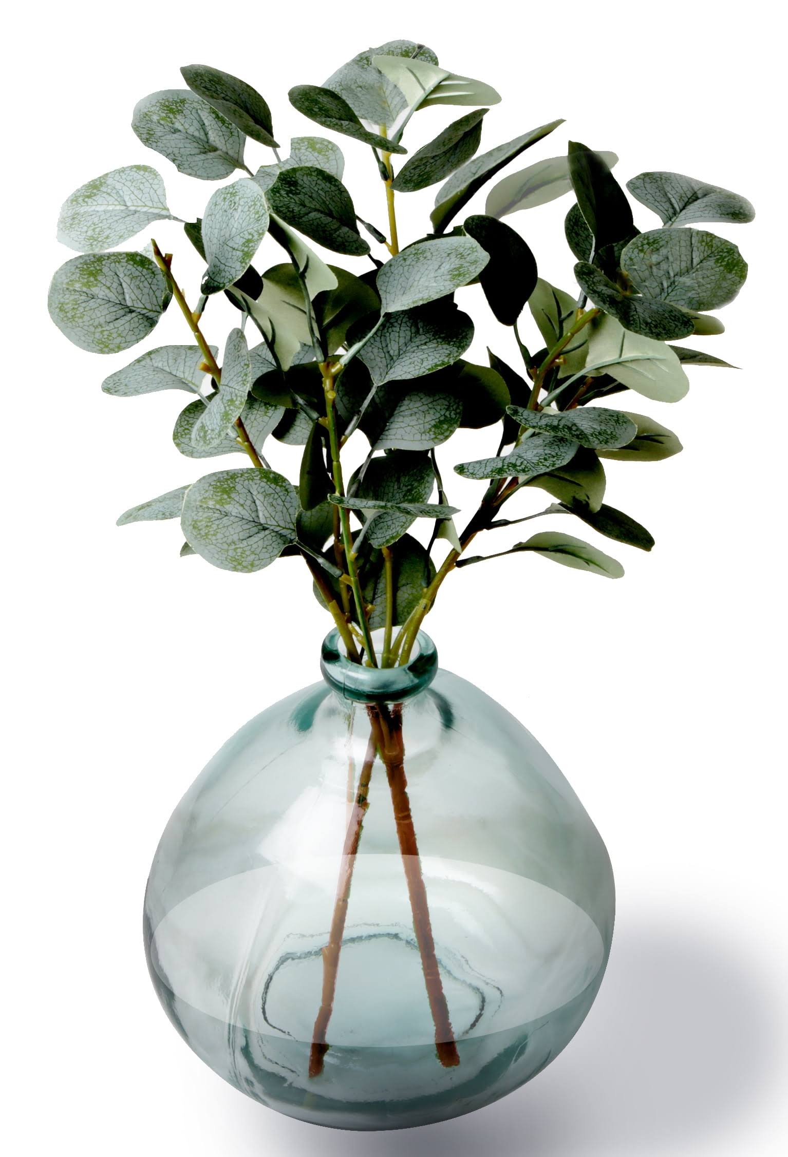 c00c5d4492d16563994579e0a62e5c12dcb199f215fe5018a173edb7bbbd5fd1.jpg Better Homes & Gardens 12" Artificial Green Eucalyptus in Blown Glass Vase - Image 1