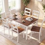 Tangkula Solid Wood Dining Table Set for 6 w/Rubber Wood Legs