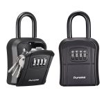 Puroma Lock Box, Key Lock Box Wall Mount & Portable Combination Lockbox with Resettable Code, Security Lockbox for Outside House Keys, Apartment