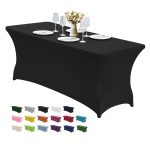 CWK 6ft Stretch Spandex Table Cover for Rectangular Fitted Folding Tables, Wrinkle Resistant, Elastic Stretchable Patio Tablecloth Protector for Party