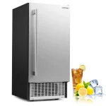 90 LBS/Day Commercial Undercounter Ice Maker, 15" Built-in Freestanding Ice Machine with Cooling Mode, 25 LBS Storage & Auto-Cleaning