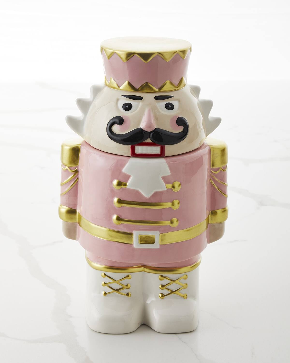c0734e5bd4e8afc551657659938419bd86e17832601293805a47c70d0969c4e6.jpg Neiman Marcus Nutcracker Cookie Jar, Pink, Cookware & Bakeware Cookie Jars - Image 1