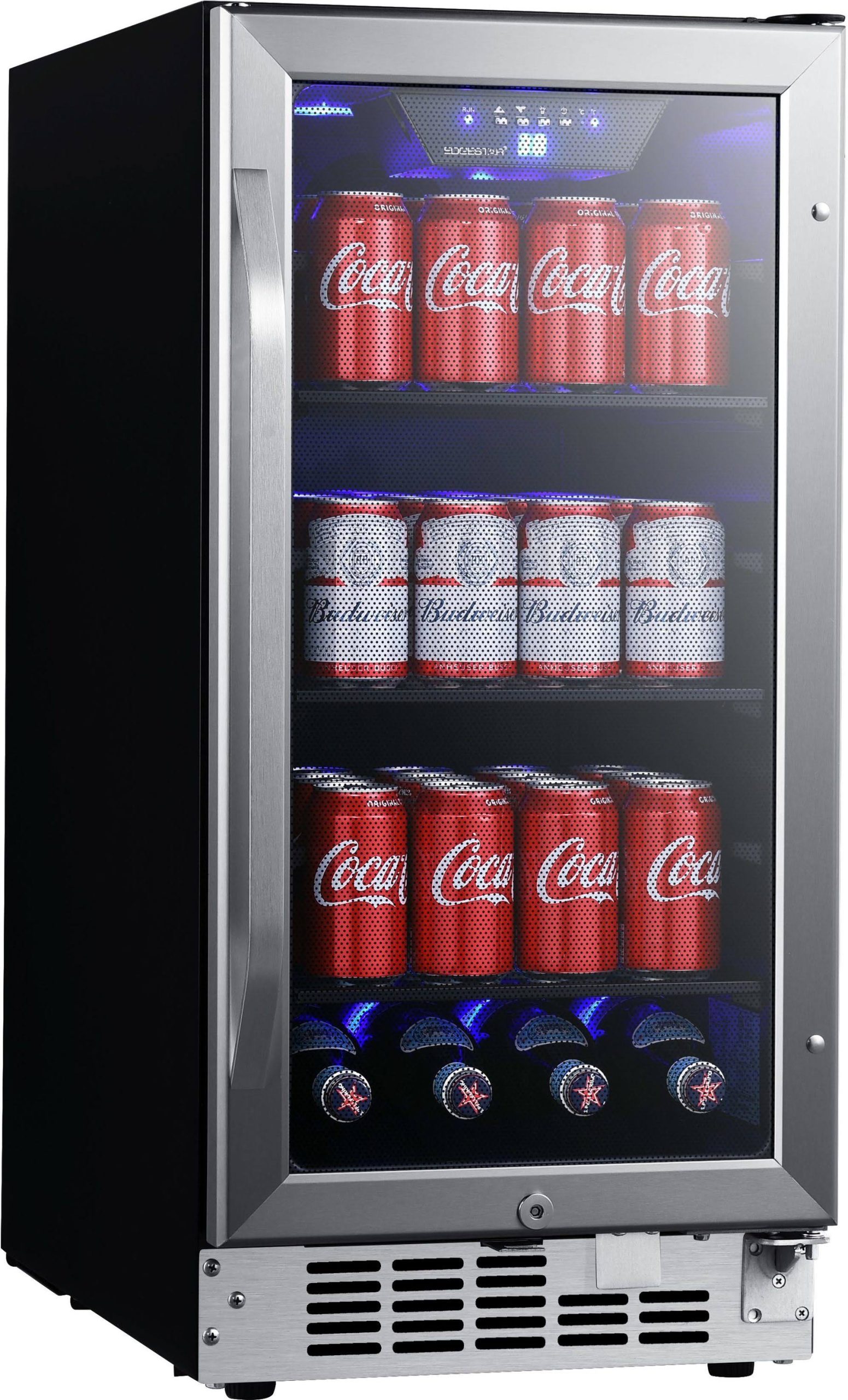 c07976d4859dca87b824feb787201a28b2f4e6b013a387b609dcfcf983d60cd5.jpg EdgeStar 15" Wide 80 Can Built-In Beverage Cooler with Blue LED Lighting - Image 1