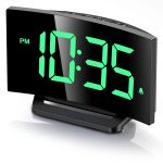 GOLOZA Digital Alarm Clock for Bedroom, Digital Clock with Modern Curved Design, Conspicuous Red LED Numbers, 5 Levels Brightness+Off, 2 Volume, 3