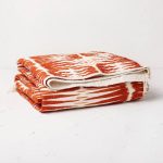 Full/Queen Printed with Fringe Groove Print Quilt White/Burnt Orange - Opalhouse Designed with Jungalow