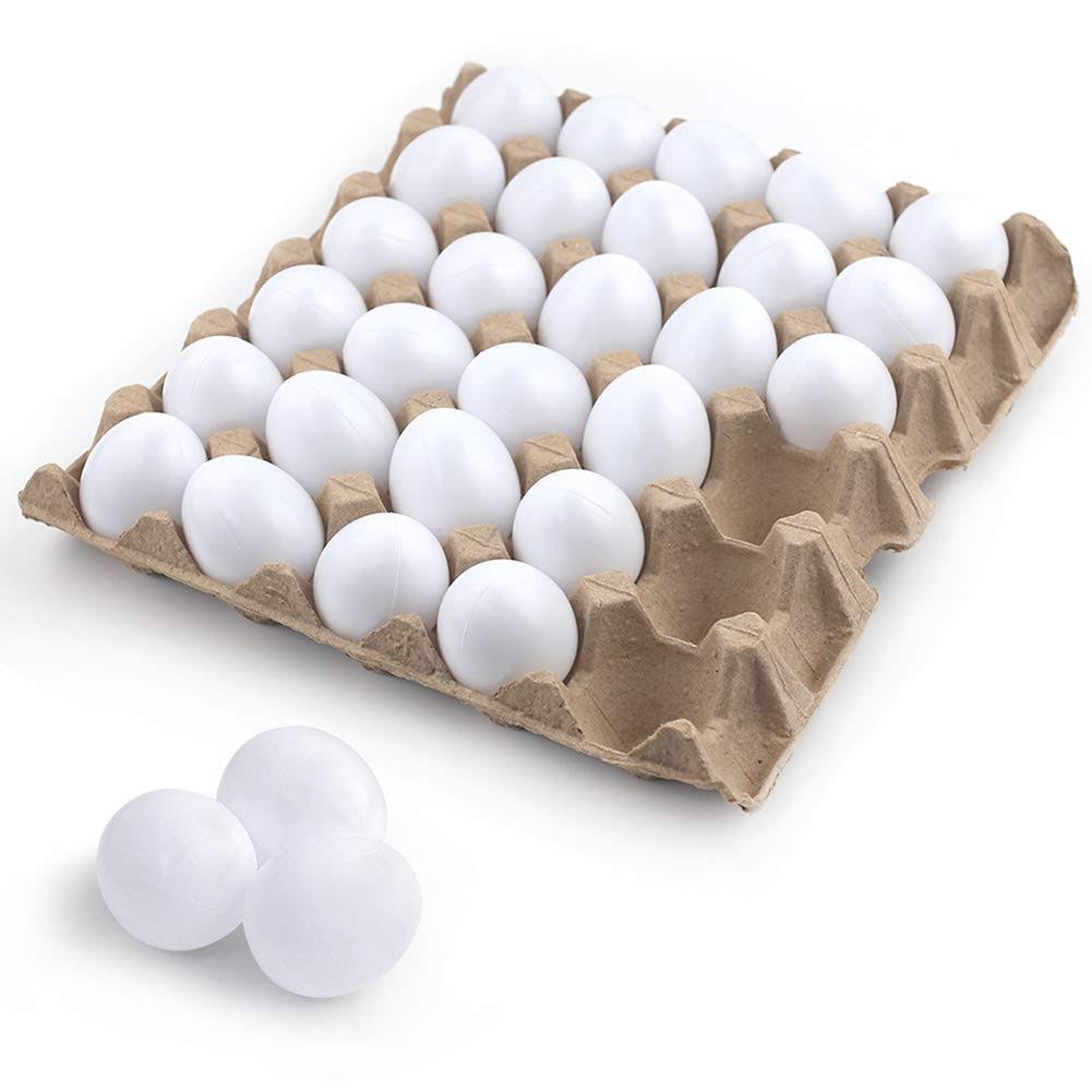 c082b9691a60436a27e2d1e7f228ff811847f9116576fa023e054016c9bbe0d4.jpg SallyFashion 30 Pcs White Plastic Eggs Paintable Easter Eggs Fake Eggs for Crafts Easter Hunts Basket Fillers Easter Gift and Party Favor - Image 1