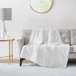 Serta Malea Shaggy Faux Fur Heated Throw - White