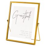 Calculs Gold Floating Picture Frames Sign Holder Guestbook Alternative, Metal Glass Photo Display Stand Menu Holder 8x10inche